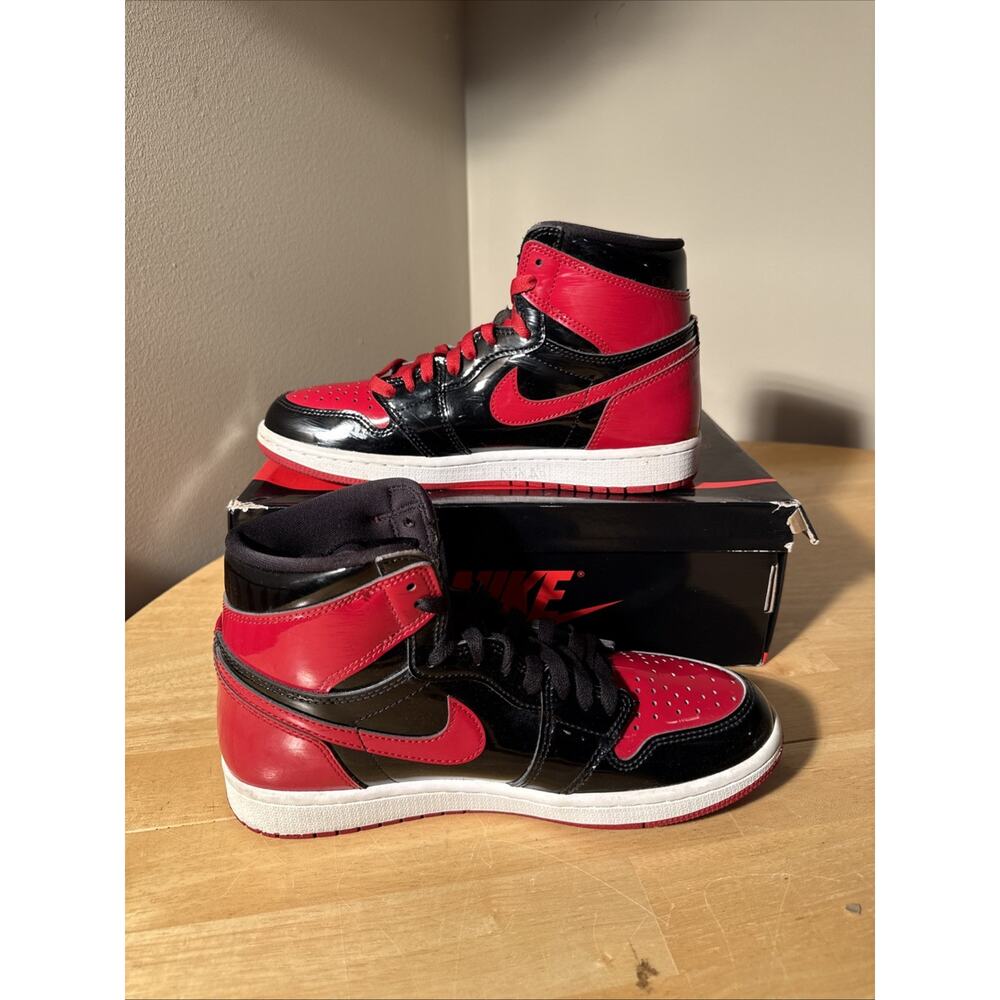 Nike Air Jordan 1 Retro High OG Patent Bred High Top Black/Red 555088-063 OG BOX - Picture 4 of 10
